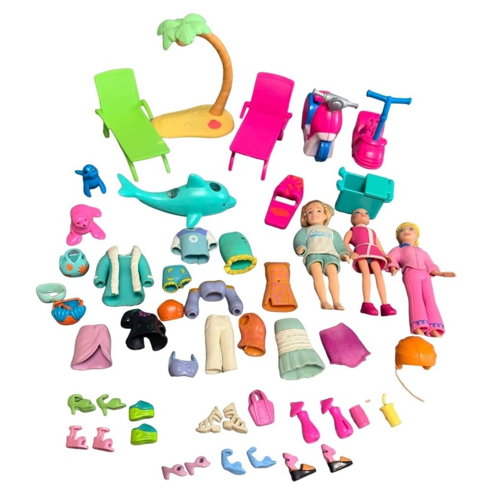 Vintage Polly Pocket Tropical Vacation Playset with Figures & Accessories